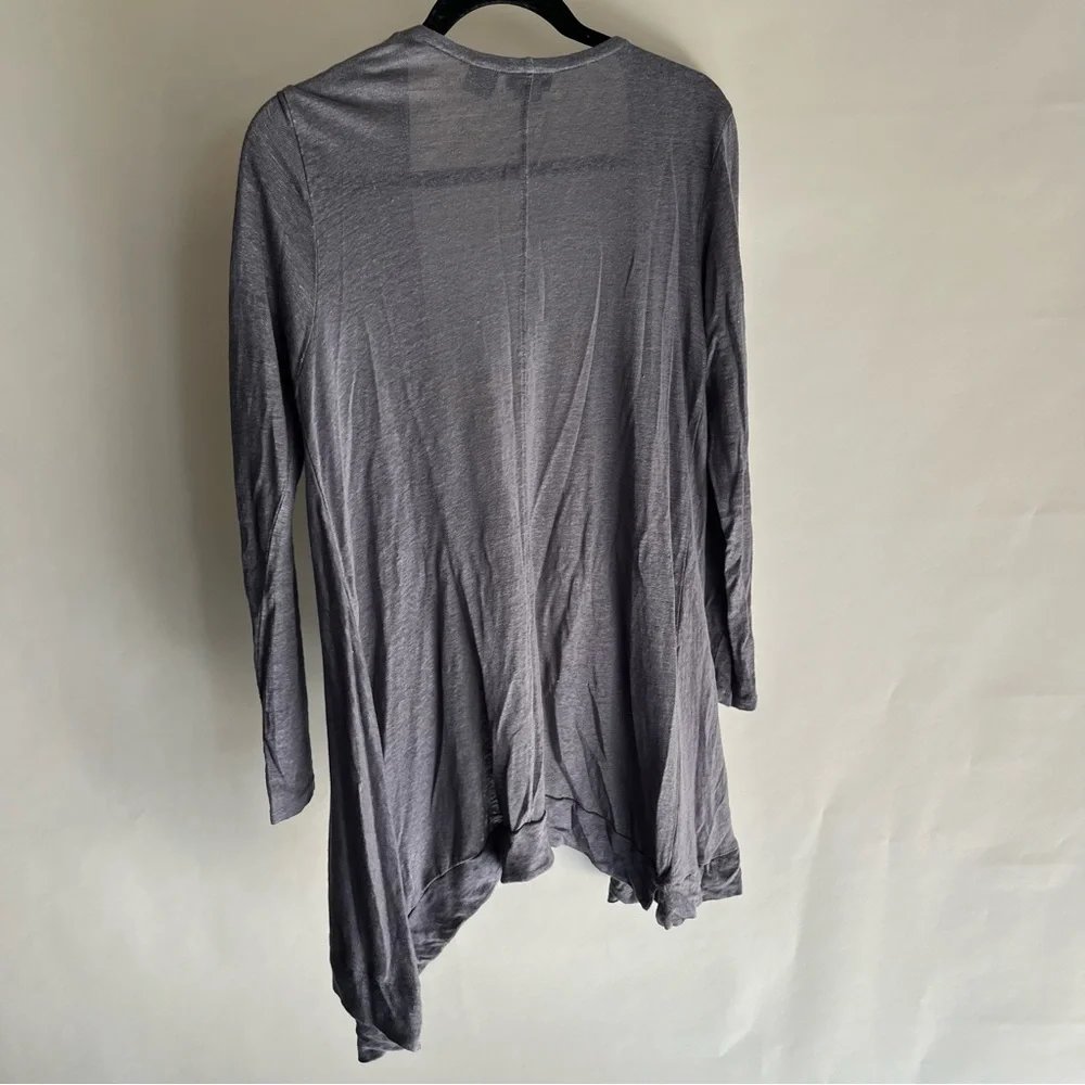 Tahari Open Front Linen Blouse Sz Sm Women’s Long Sleeve Jacket Gray EUC Women’s - Picture 3 of 3